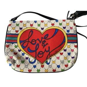 BRIGHTON Purse Crossbody Handbag Love Joy Hearts Canvas Cute Teen